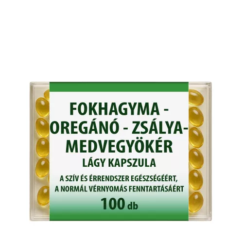 Fokhagyma-Oregánó-Zsálya-Medvegyökér lágy kapszula 100db